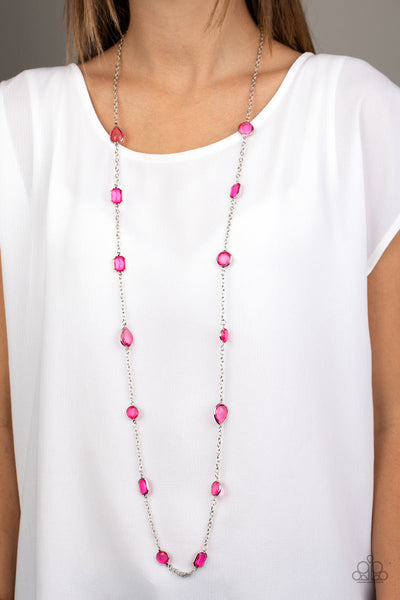 Glassy Glamorous - Pink Necklace