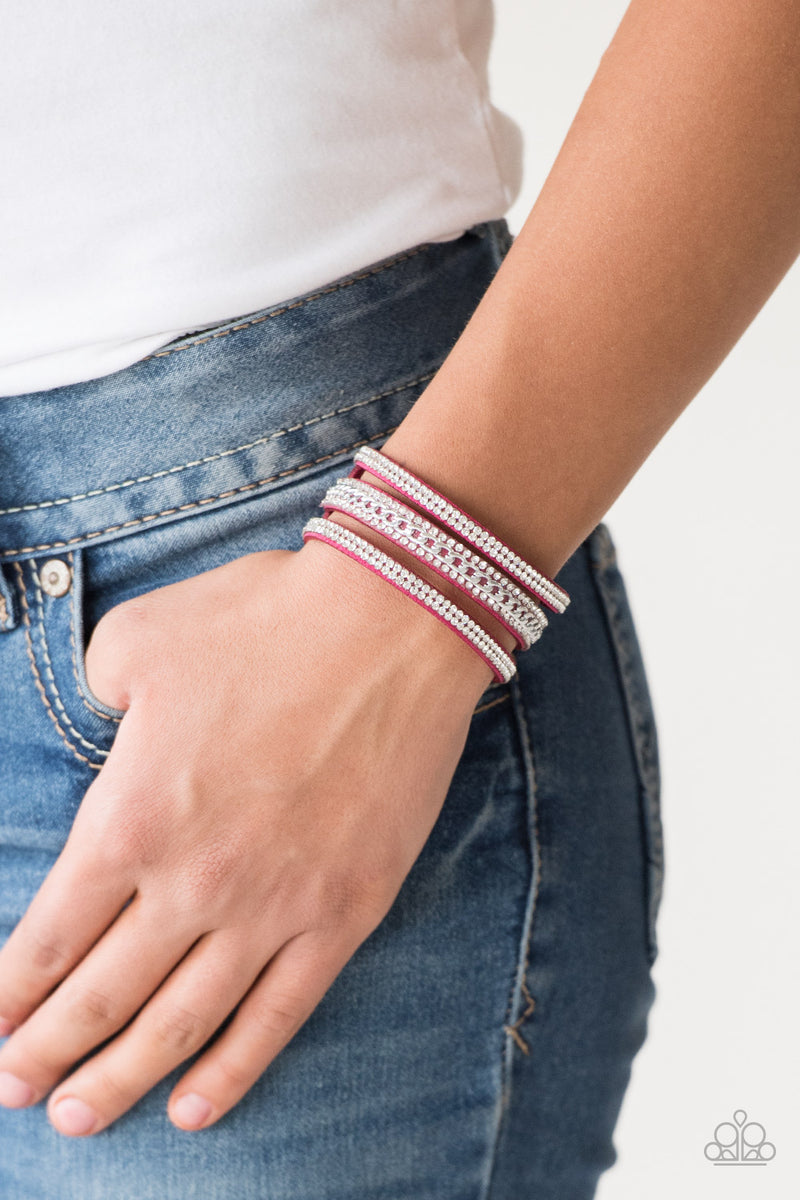 Rollin In Rhinestones - Pink Bracelet