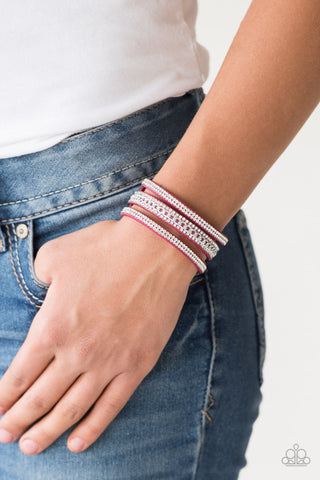 Rollin In Rhinestones - Pink Bracelet