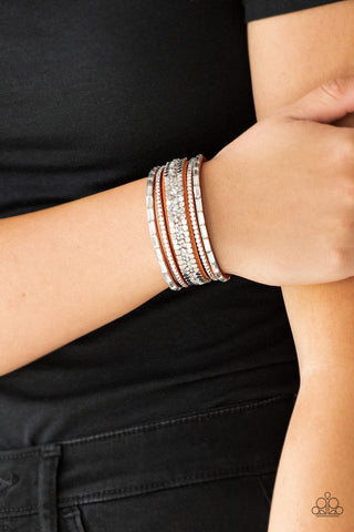 Rebel In Rhinestones - Orange Bracelet