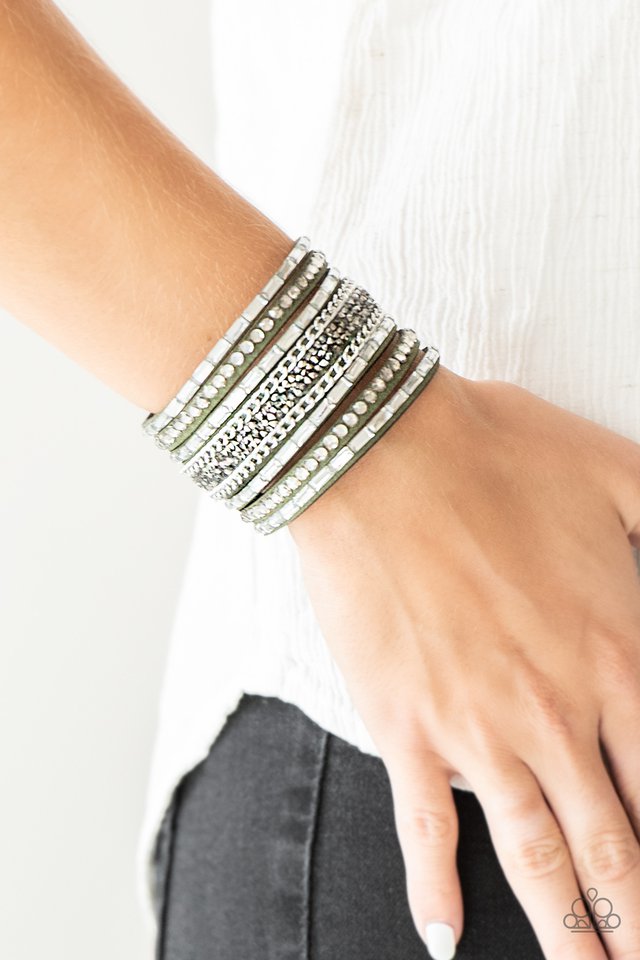 Rhinestone Rumble - Green Bracelet