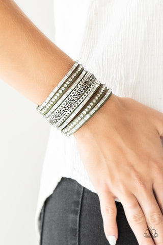 Rhinestone Rumble - Green Bracelet