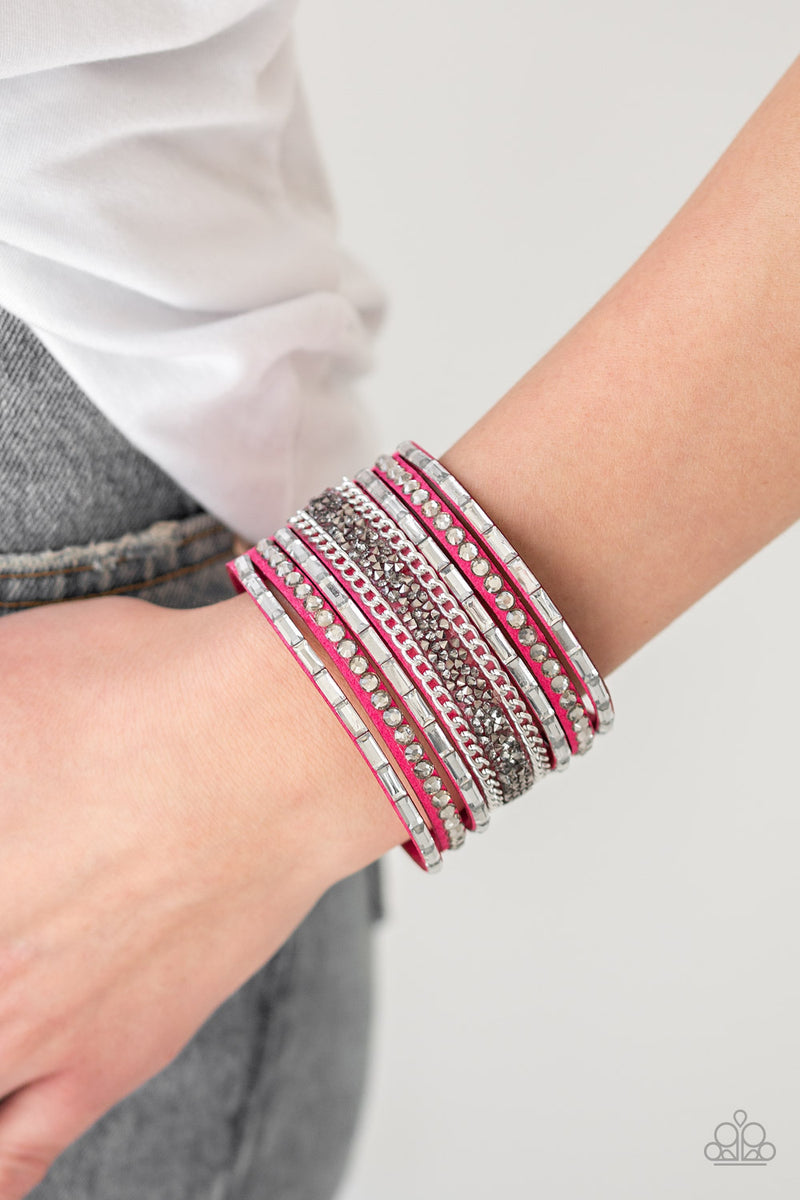 Rhinestone Rumble - Pink Bracelet
