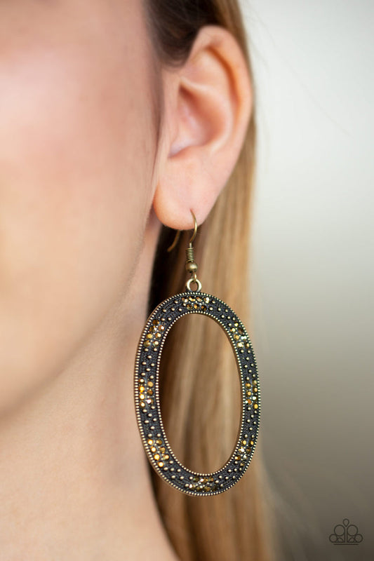 Rhinestone Rebel - Brass Earrings