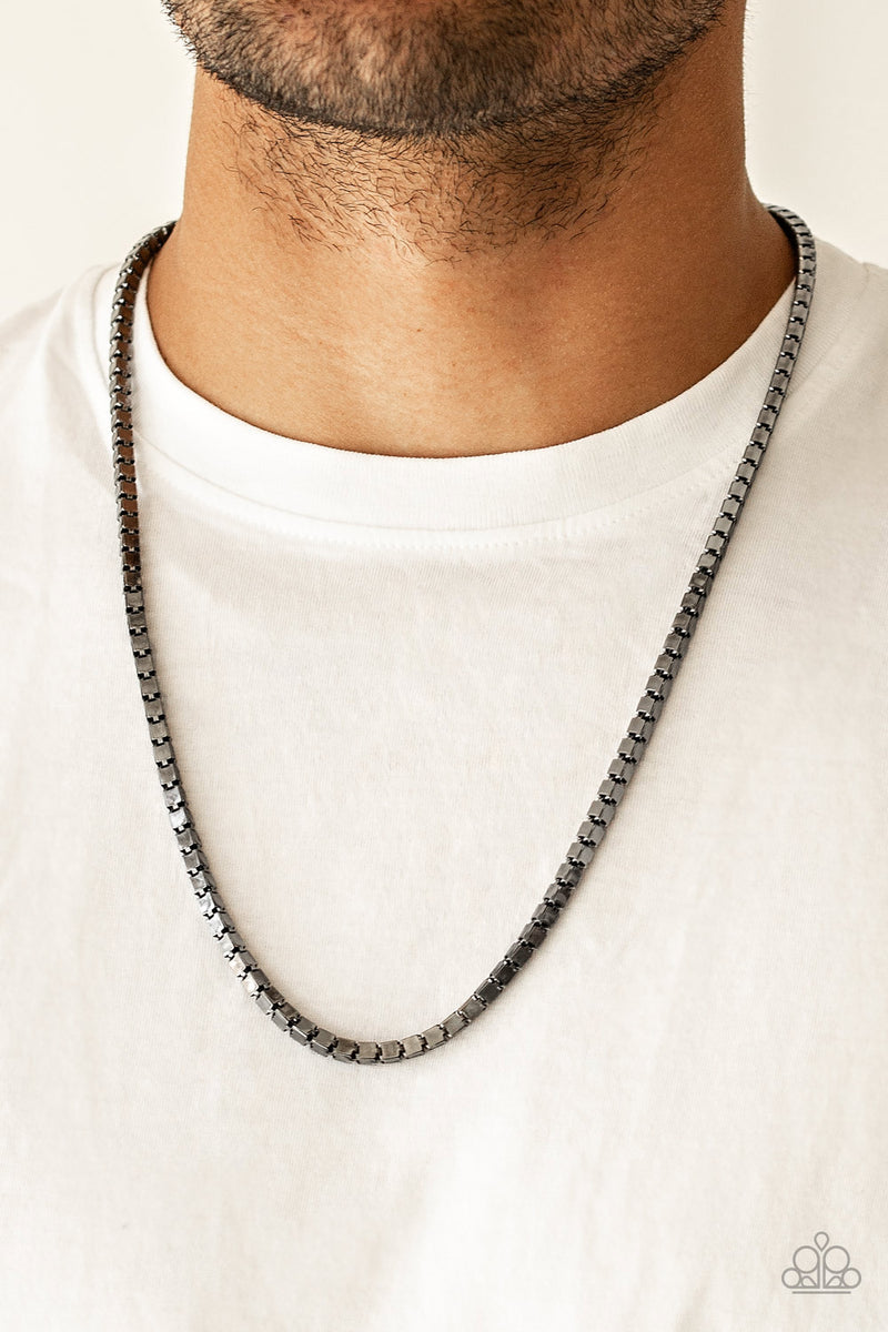 Boxed In - Black Mens Necklace