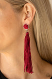 Tightrope Tassel - Red Post Earrings