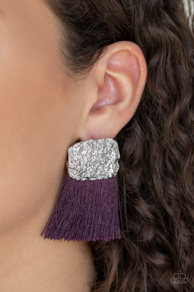 Plume Bloom - Purple Post Earrings