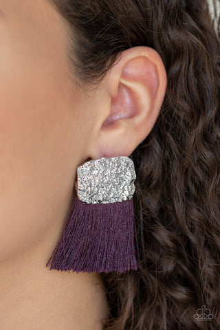 Plume Bloom - Purple Post Earrings