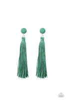 tightrope-tassel-green-post earrings