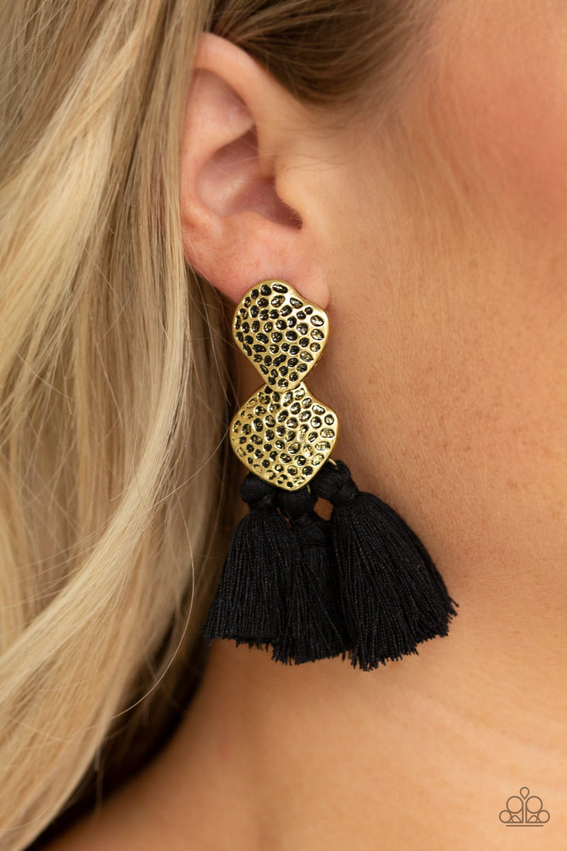 Tenacious Tassel - Black Post Earrings