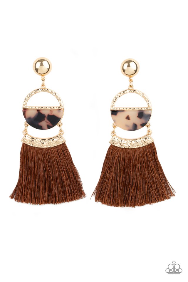 tassel-trot-brown-post earrings