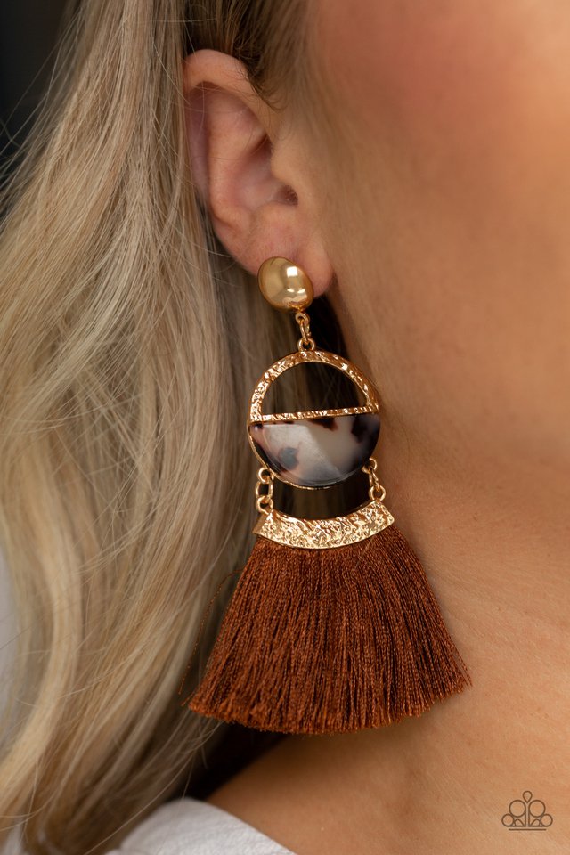 Tassel Trot - Brown Post Earrings