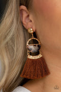 Tassel Trot - Brown Post Earrings