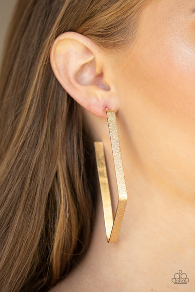 Way Over The Edge - Gold Earrings