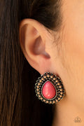 Beaded Blast - Pink Post Earrings
