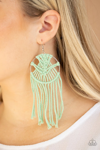 MACRAME, Myself, and I - Green Earrings