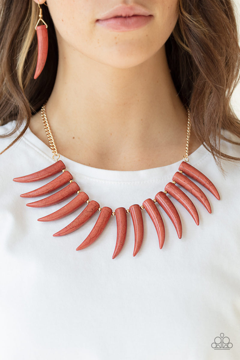 Tusk Tundra - Brown Necklace