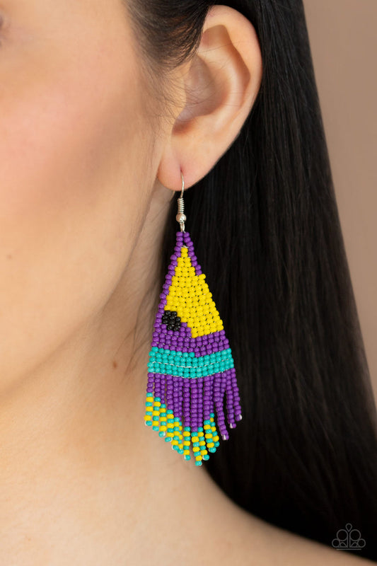 Brightly Beaded - Purple Earrings