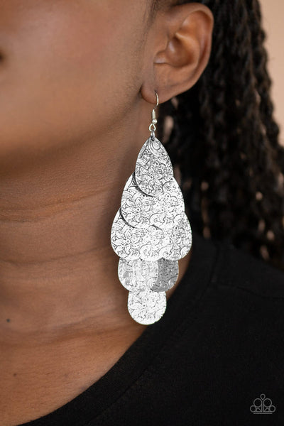 Hibiscus Harmony - Silver Earrings