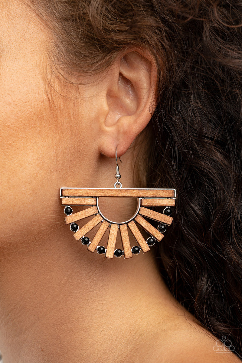 Wooden Wonderland - Black Earrings