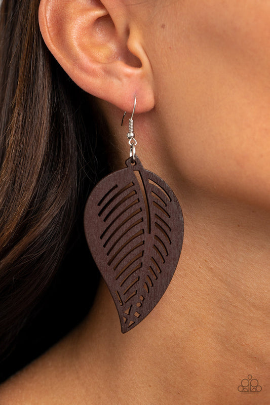 Tropical Foliage - Brown Earrings