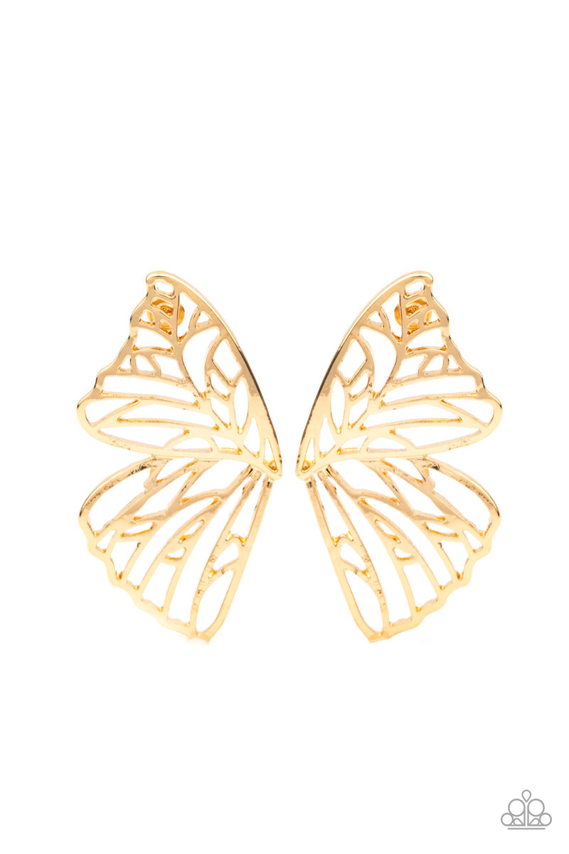 butterfly-frills-gold-post earrings