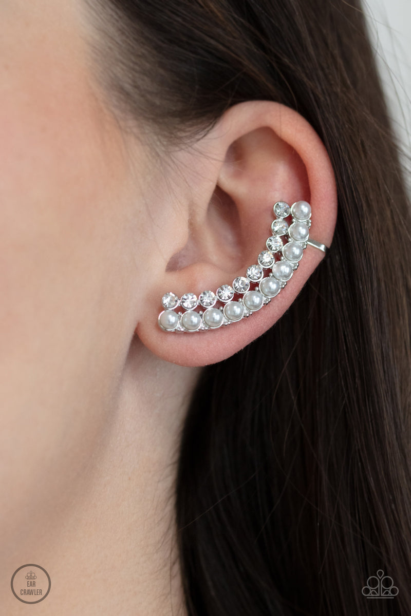 Doubled Down On Dazzle - White Post Earrings