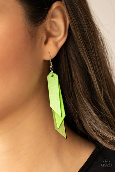 Suede Shade - Green Earrings