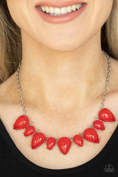 Pampered Poolside - Red Necklace