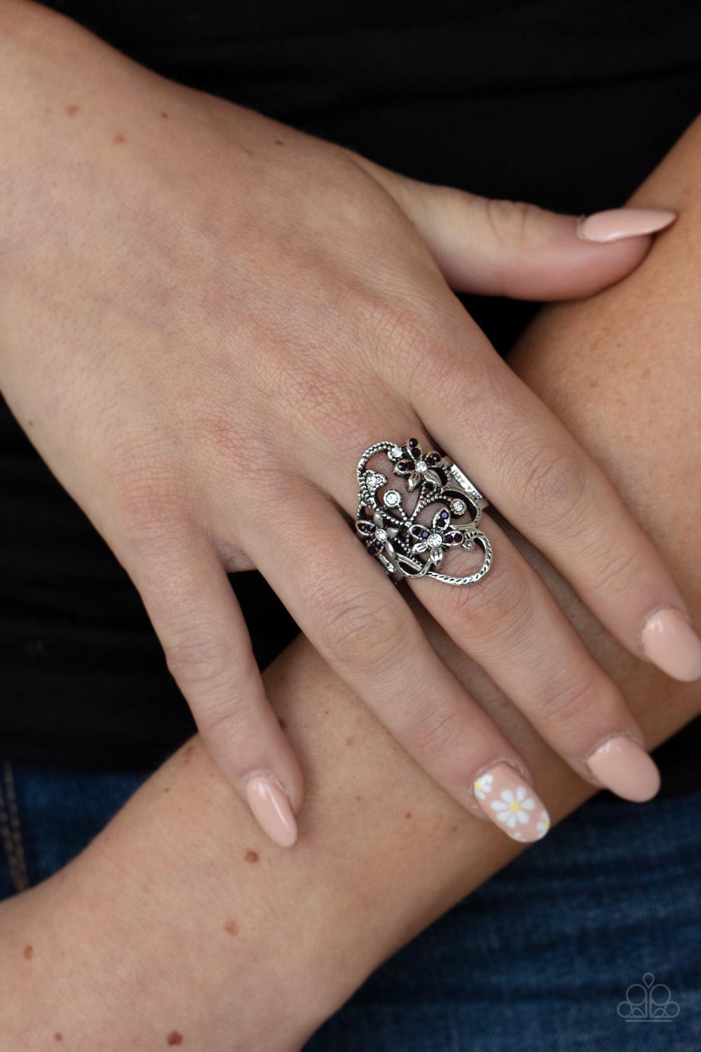 Flirtatiously Flowering - Purple Ring