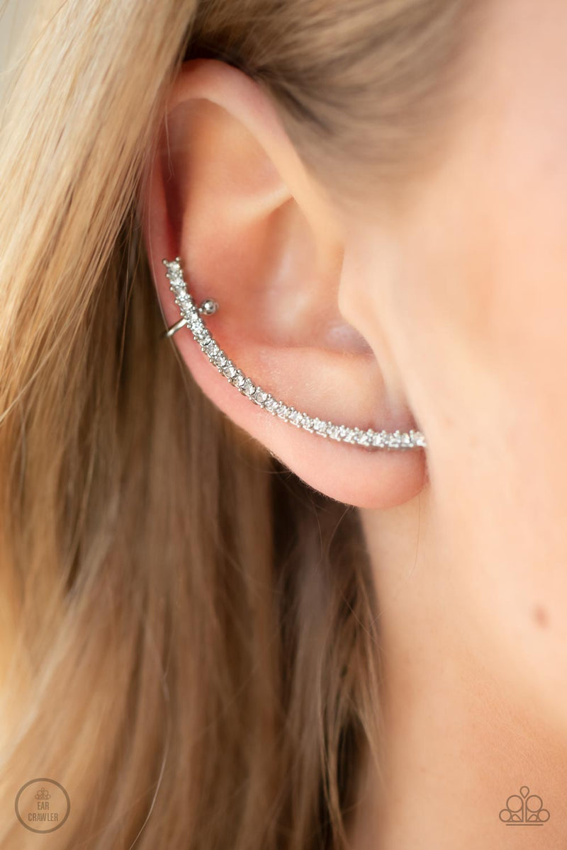 Sleekly Shimmering - White Post Earrings