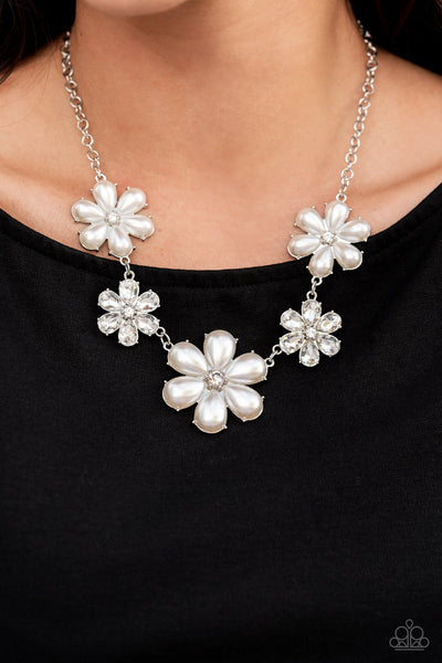 Fiercely Flowering - White Necklace