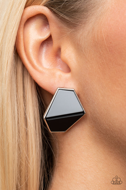 Generically Geometric - Black Post Earrings