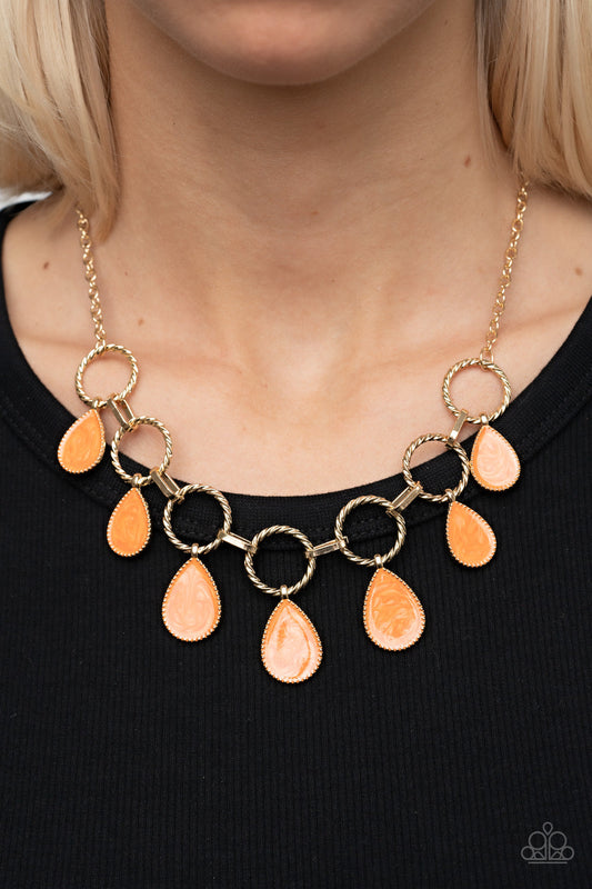 Golden Glimmer - Orange Necklace